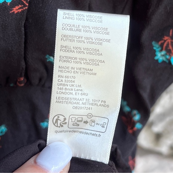 NEW Size Large Free People Everyone's Favorite Floral Mini Dress Black Combo - Picture 6 of 8